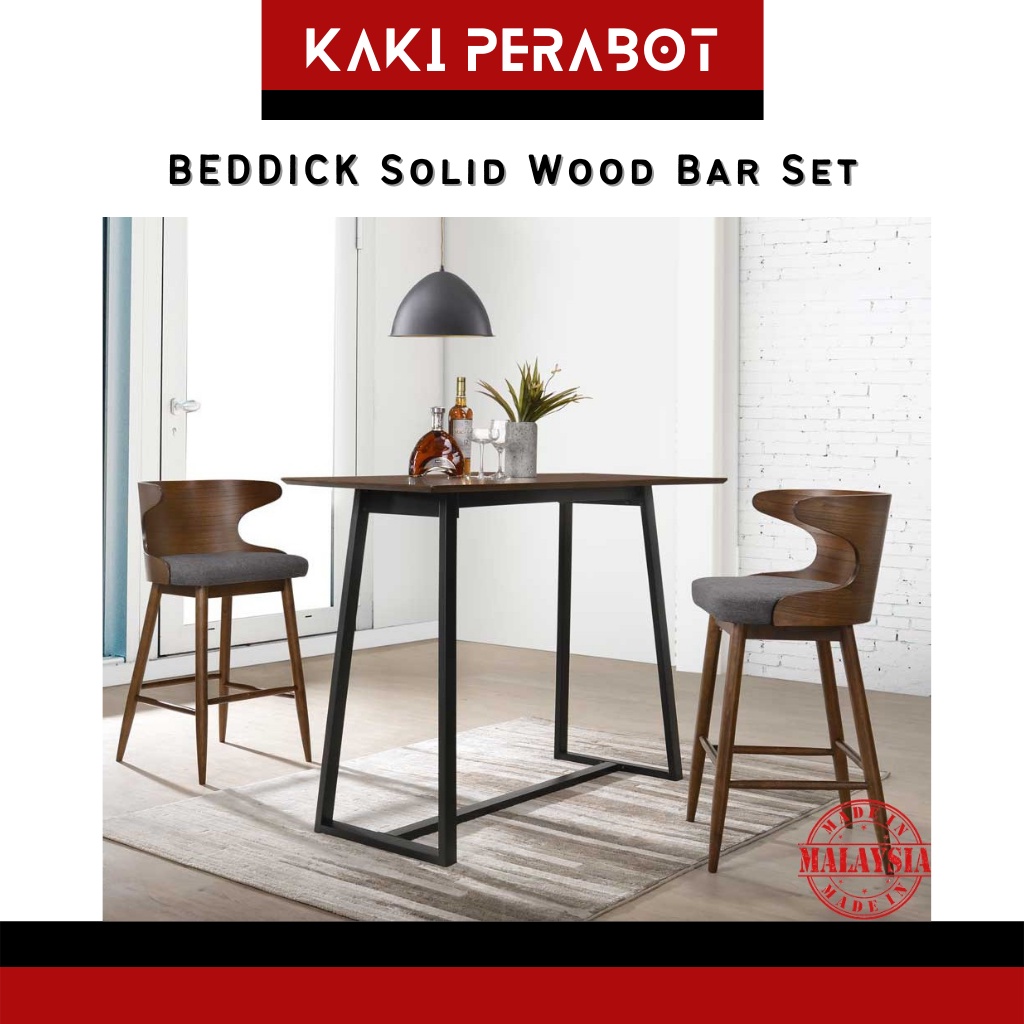 KP BEDDICK Solid Wood Bar Table Set Bar Chair Set Bar Set Counter Table