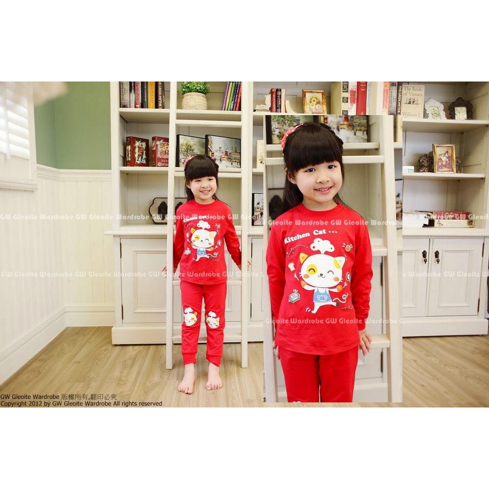 CHILDREN'S PAJAMAS IMPORTED CAT RED (RS) | Shopee Malaysia