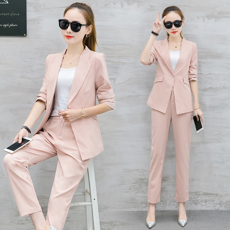 Elegant Outfit 2 Pieces Office, Korean Blazer Pant Outfit