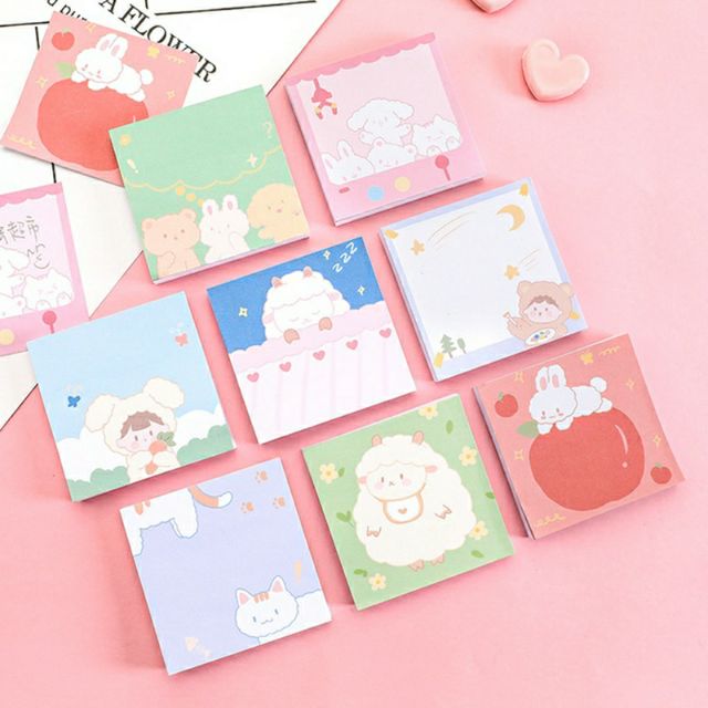 50pcs Memo Sticky Note Light Colour Background Picture Journaling Cute ...
