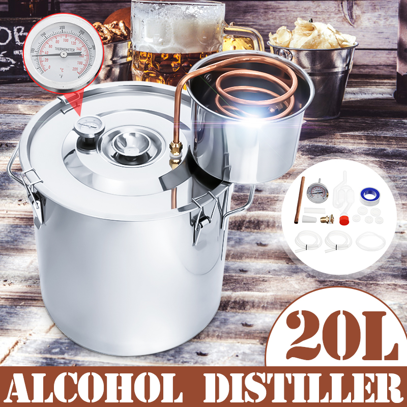 22/35L Moonshine Still Stainless Steel Water Alcohol Distiller With Copper Tube Home Brewing Making Kit With Thumper Keg For Whisky Fruit Wine Brandy Built In Thermometer 6155709304c8d15026bb4658