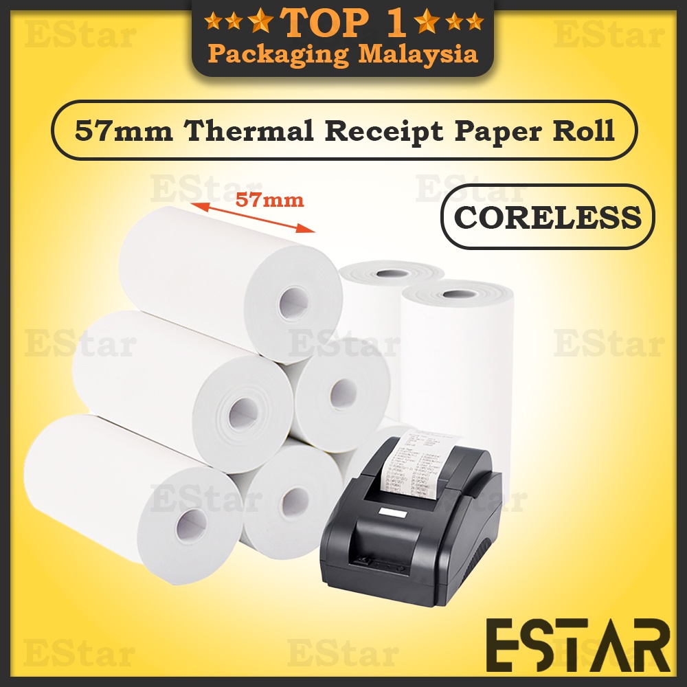 57mm Thermal Paper Coreless Thermal Receipt Paper Roll POS Receipt