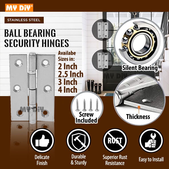 MYDIYHOMEDEPOT STAINLESS STEEL HINGES WITH BEARING DOOR HINGES