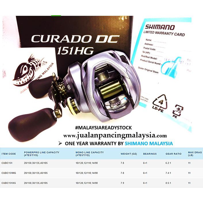 Curado Dc 151hg Spec SHIMANO CURADO DC REEL, LEFT ,ONE YEAR WARRANTY Shopee  Malaysia