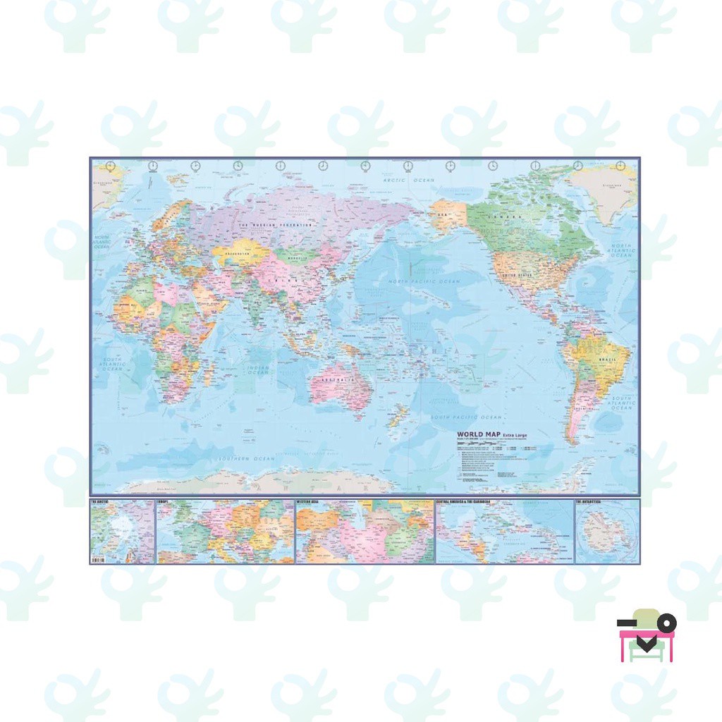 World Map XL Laminated/Magnetic Size 147.3cm x 111.7cm English (W112 ...