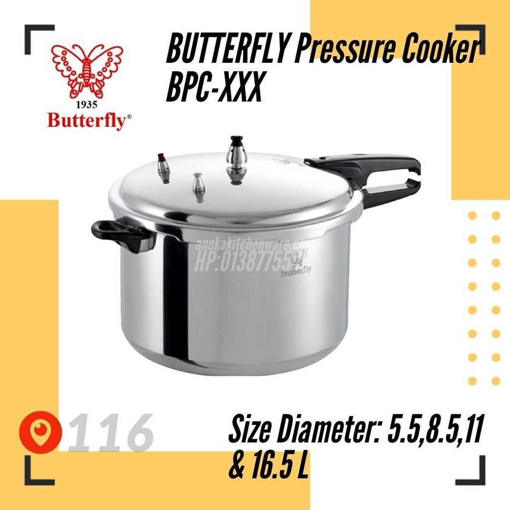 BUTTERFLY Pressure Cooker BPC-XXX 5.5L,8.5L,11L &amp; 16.5L