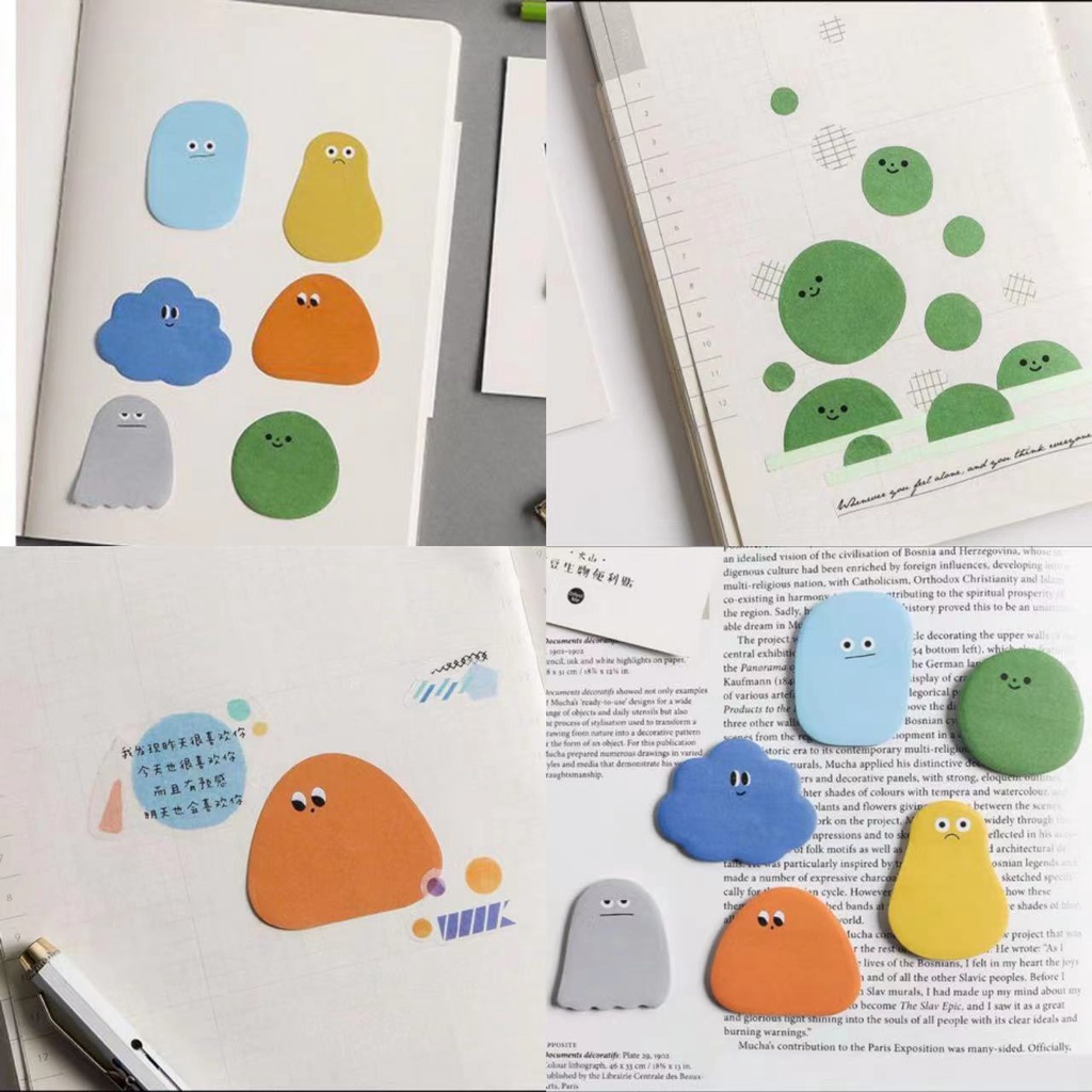 30 Sheets/pack Cute Cartoon Message Note Memo Pads Sticky Note | Shopee ...