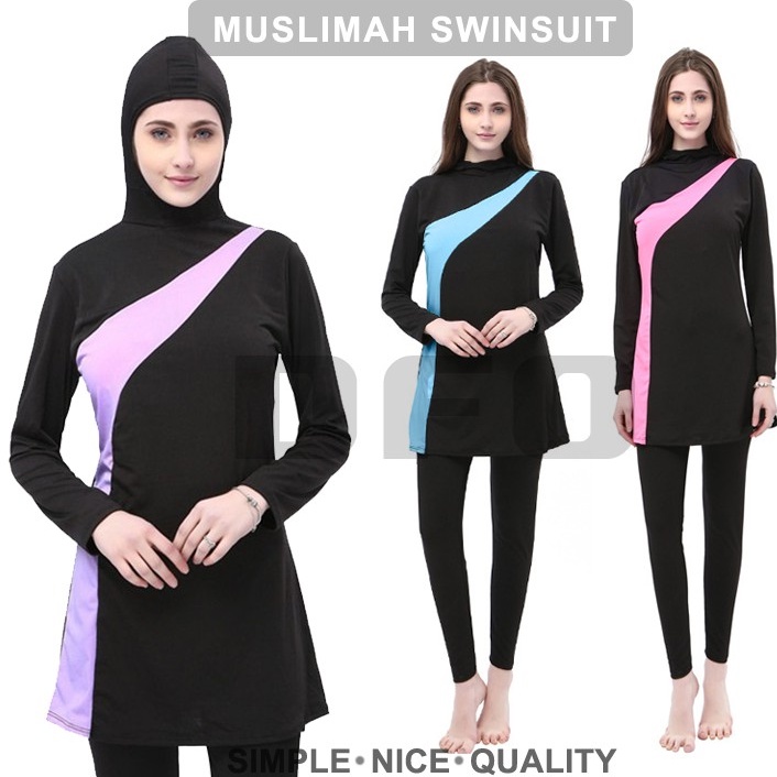 Baju Suit Mandi Muslimah Swimsuit Hijab Women Female Swimming Plus Size ...