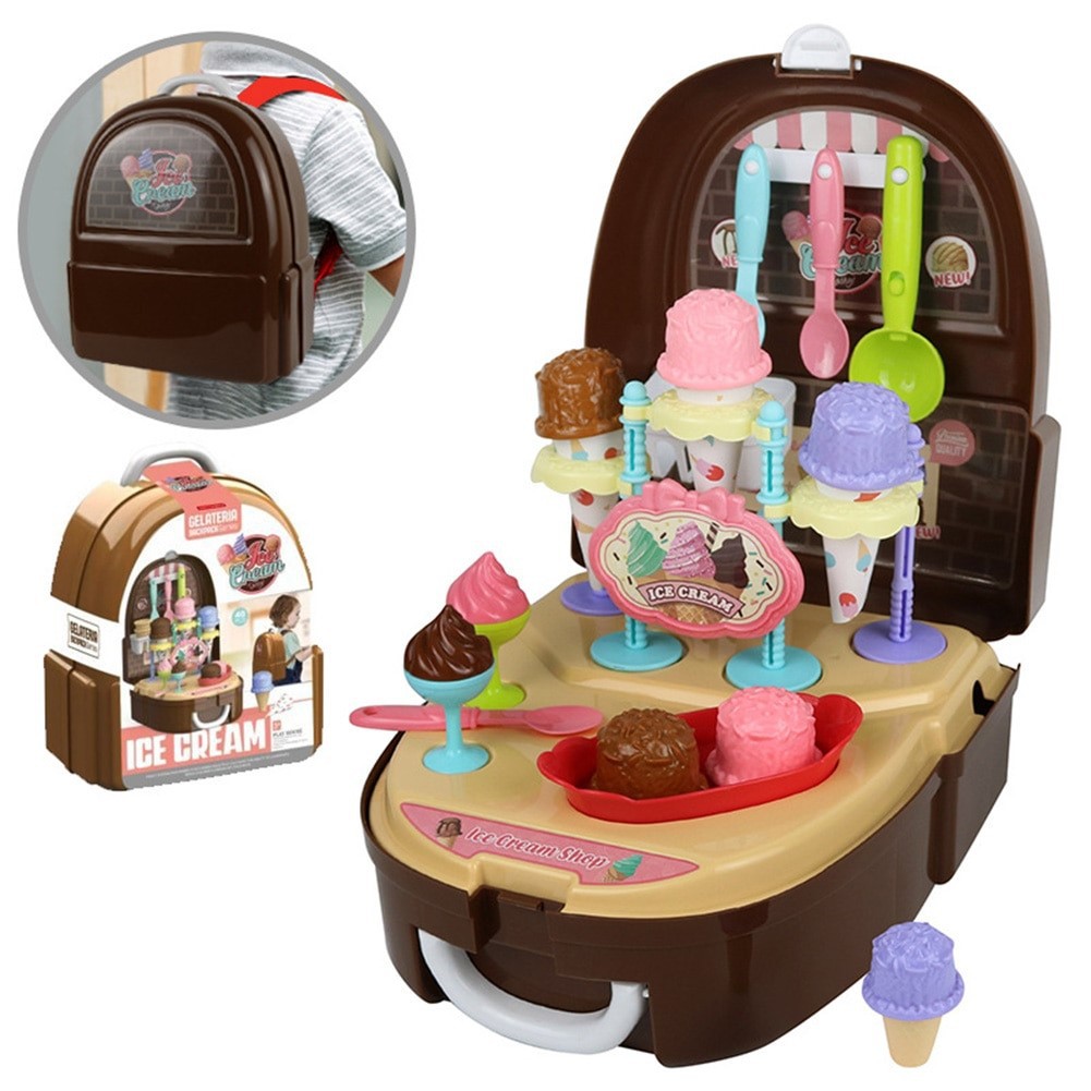 Pretend Play ice cream happy fun Dough 34 pcs Backpack Bag Playset Toys