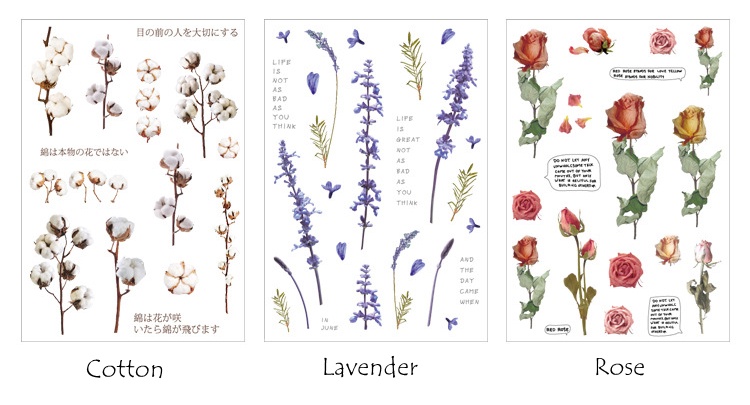 INS Vintage Flower Series Theme PET Deco Stickers DIY Decorations ...