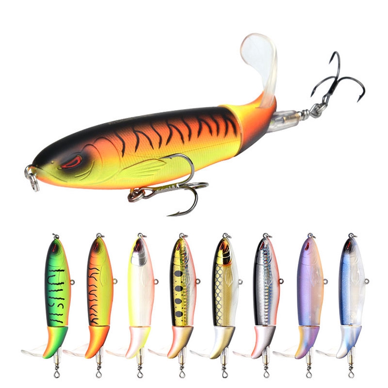 1pcs Whopper Popper Topwater Fishing Lure Artificial Bait Hard Plopper  Lures Soft Rotating Tail Fishing Tackle Geer Pesca