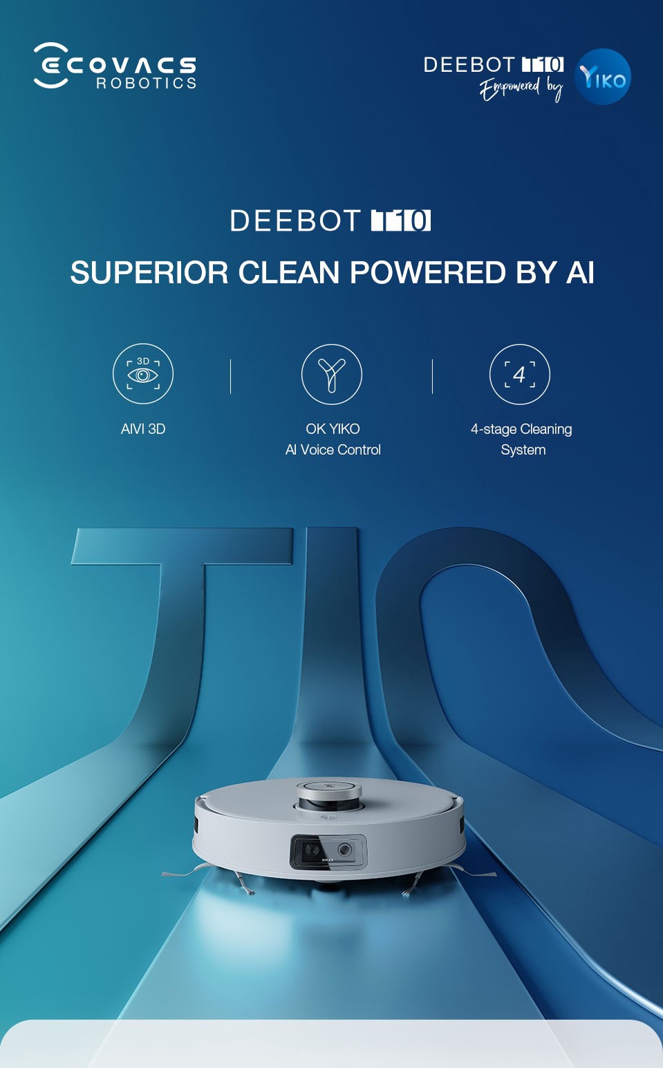 ECOVACS DEEBOT T10 Robot Vacuum Cleaner Upgraded AIVI 3D Technology