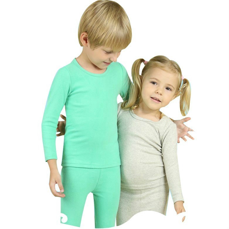 Solid Cotton Long Sleeve O neck Kids Thermal Underwear Long Johns Shopee Malaysia