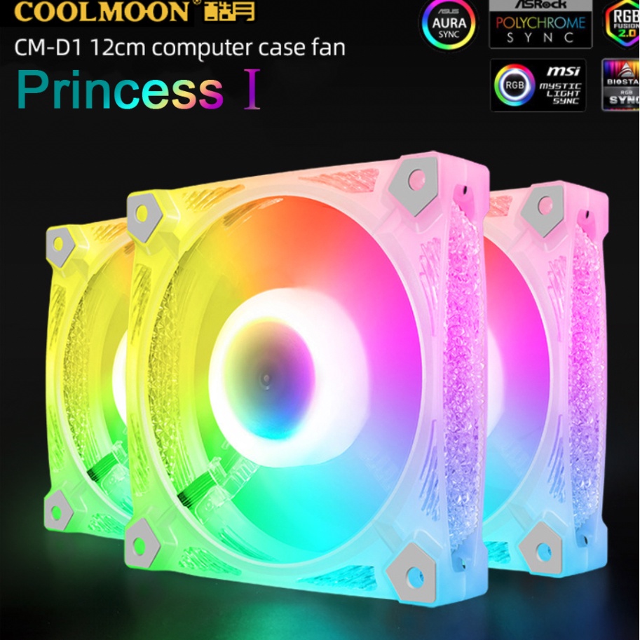COOLMOON 120mm RGB Fan 5V Transparent 12CM PC Fan Music Rhythm ARGB ...