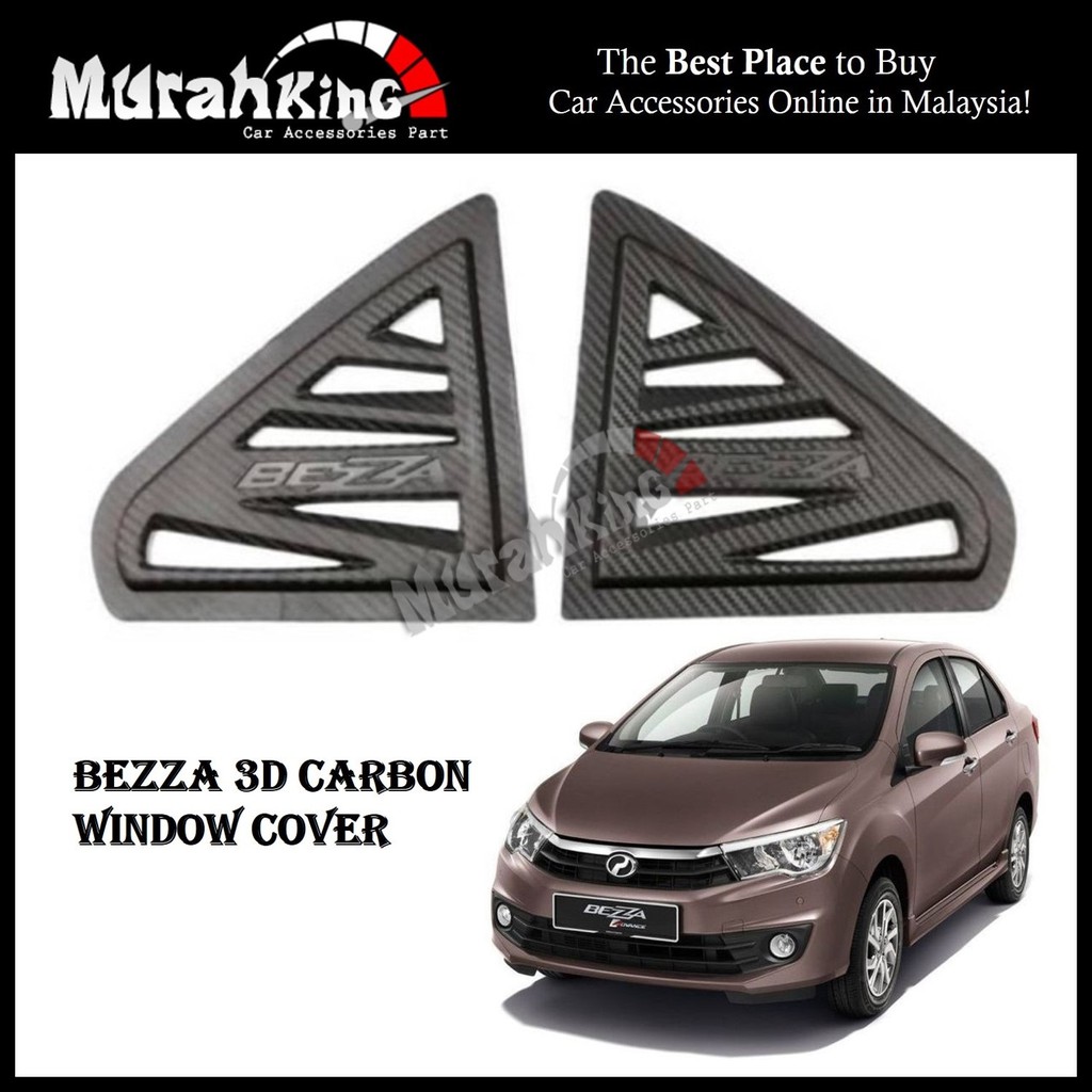 Perodua Bezza 3D Carbon Triangle Mirror Panel Rear Side Window Cover 2 ...