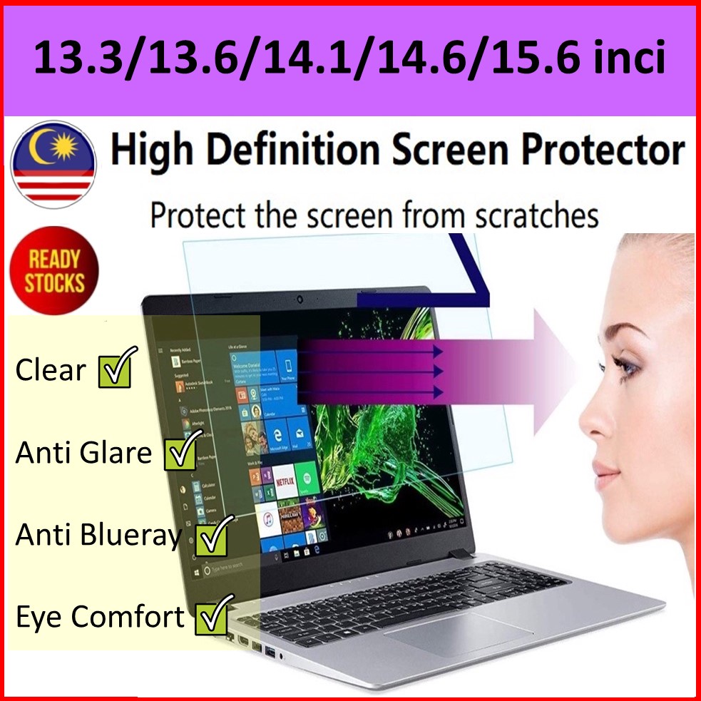 🔥🇲🇾🇲🇾🇲🇾🔥13.3 / 13.6 / 14.1/ 14.6 / 15.6 inch Laptop Screen Protector ...