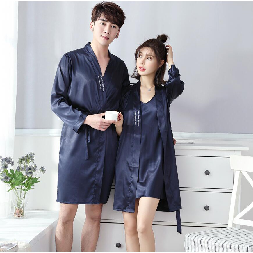 Couple Pyjamas Satin Korean Fashion Couple Sleepwear Silk Pajamas Sets Lover s Nightwear for Men and Women Long Sleeves Night Robe Sexy Night Dress 2PCS Set Wear Shopee Malaysia