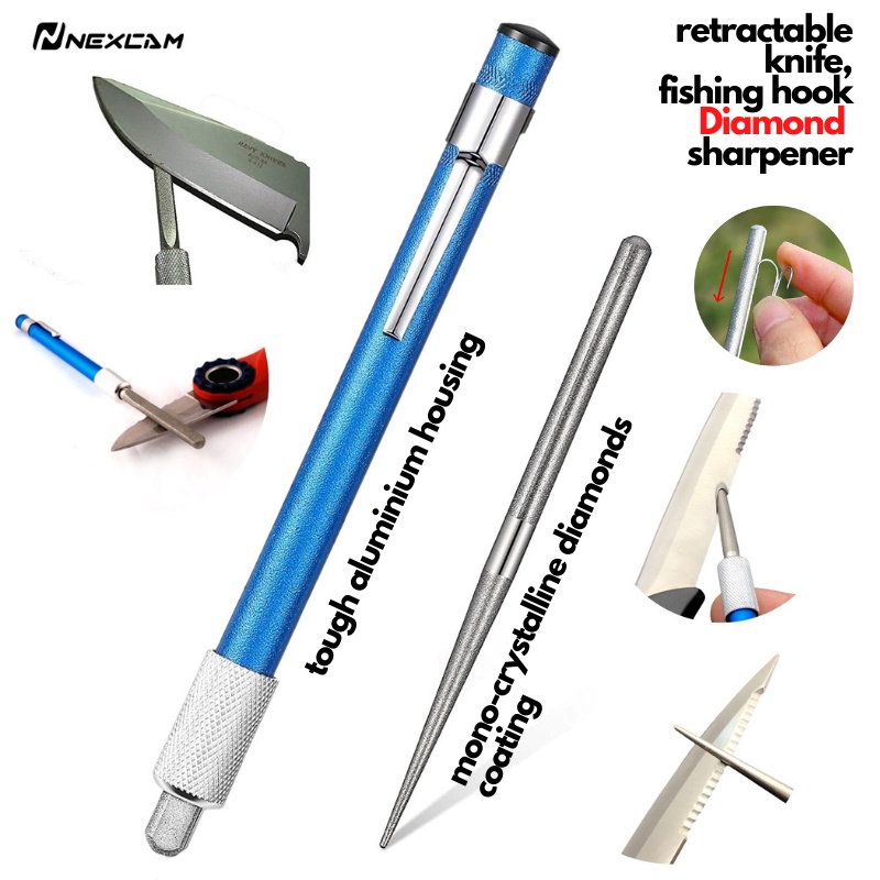 FUNLIN Pengasah Mata Kail & Pisau or Retractable Diamond Knife Fishing ...