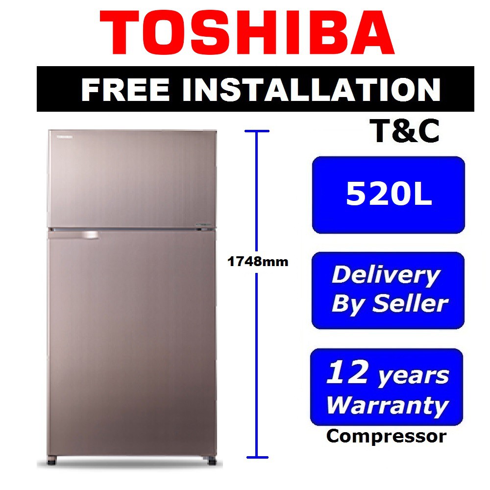 TOSHIBA 520L 2 DOOR INVERTER FRIDGE REFRIGERATOR GR H52MBZ N