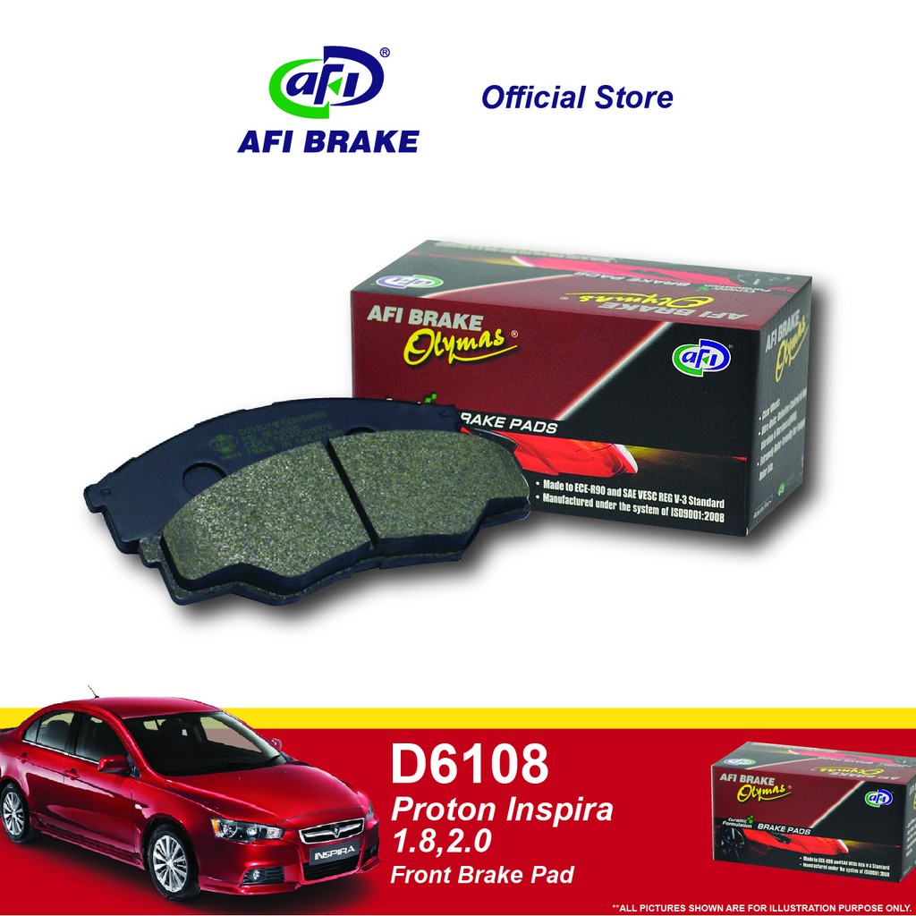 Olymas Front Brake Pad - Proton Inspira 1.8/2.0 - D6108 (1set) | Shopee ...