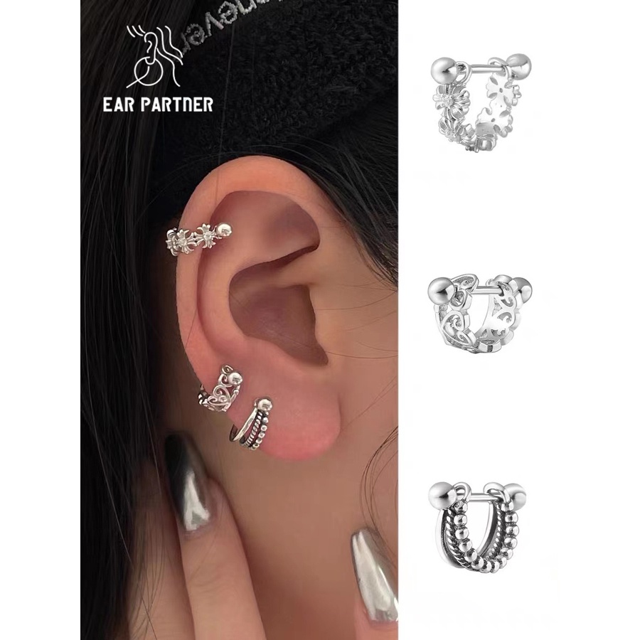 Women's 925 Sterling Silver CZ U-Shape Hoop Earrings - Cubic Zirconia Studded, S925 Stamped, Hook Closure, Gift Ready 2 thumbnail image