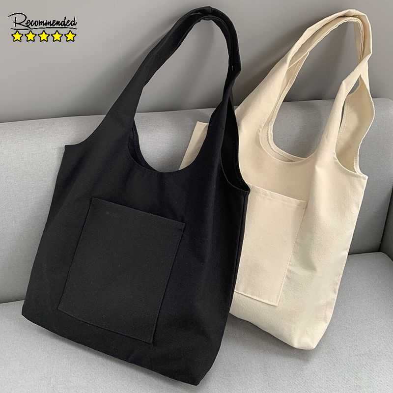 Solid Color Versatile Canvas Bag Korean Style Shoulder Bag