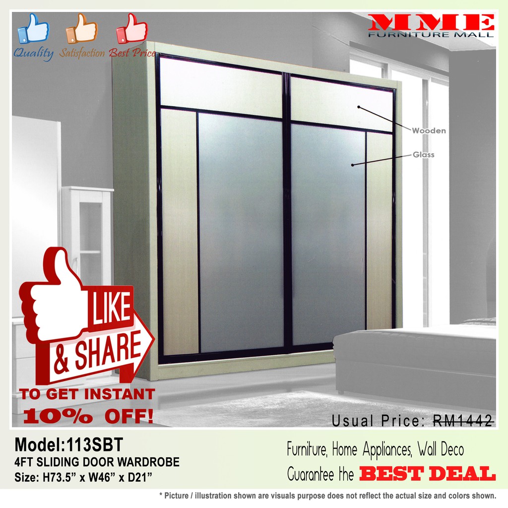 MODERN DESIGN 4FT / 5FT SLIDING DOOR WARDROBE | Shopee Malaysia