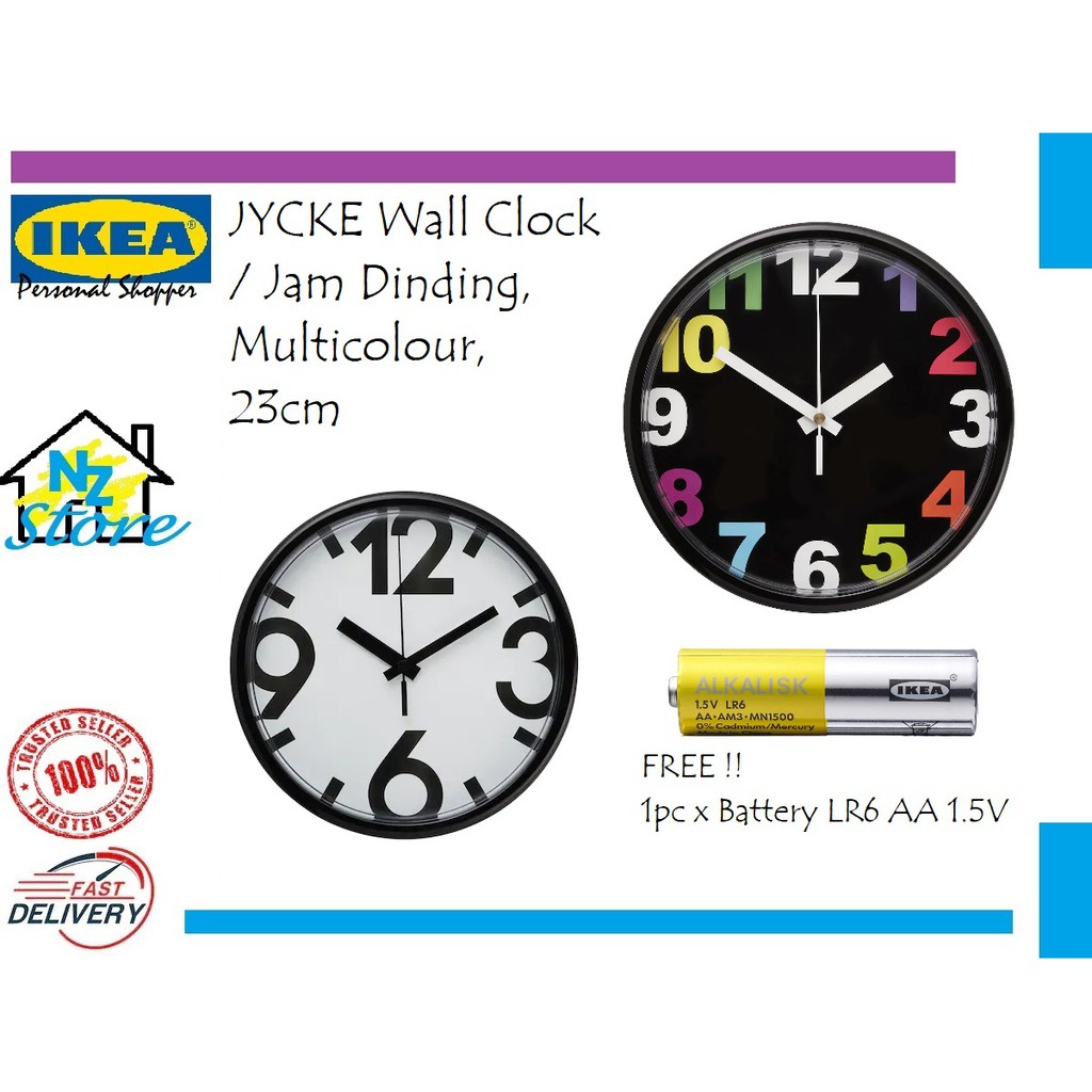 IKEA Wall Clock / Jam Dinding, Multicolour, 23cm Shopee Malaysia