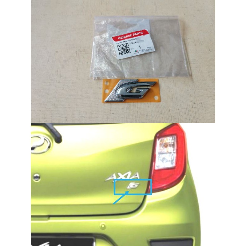 ORIGINAL PERODUA AXIA REAR BONNET (G) EMBLEM LOGO Chrome MARK Word ...