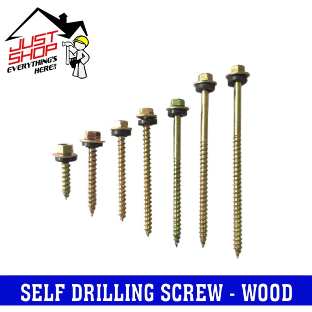 (B) High Quality Self Drilling Screw c/w washer for Wood Roofing Awning ...