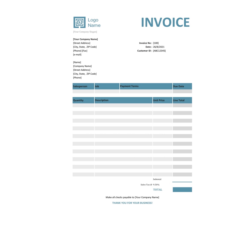 template invoice quotation receipt microsoft excel business purpose ...