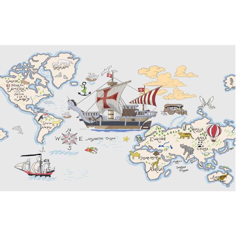 Custom wallpaper cartoon world map tv background wall living room