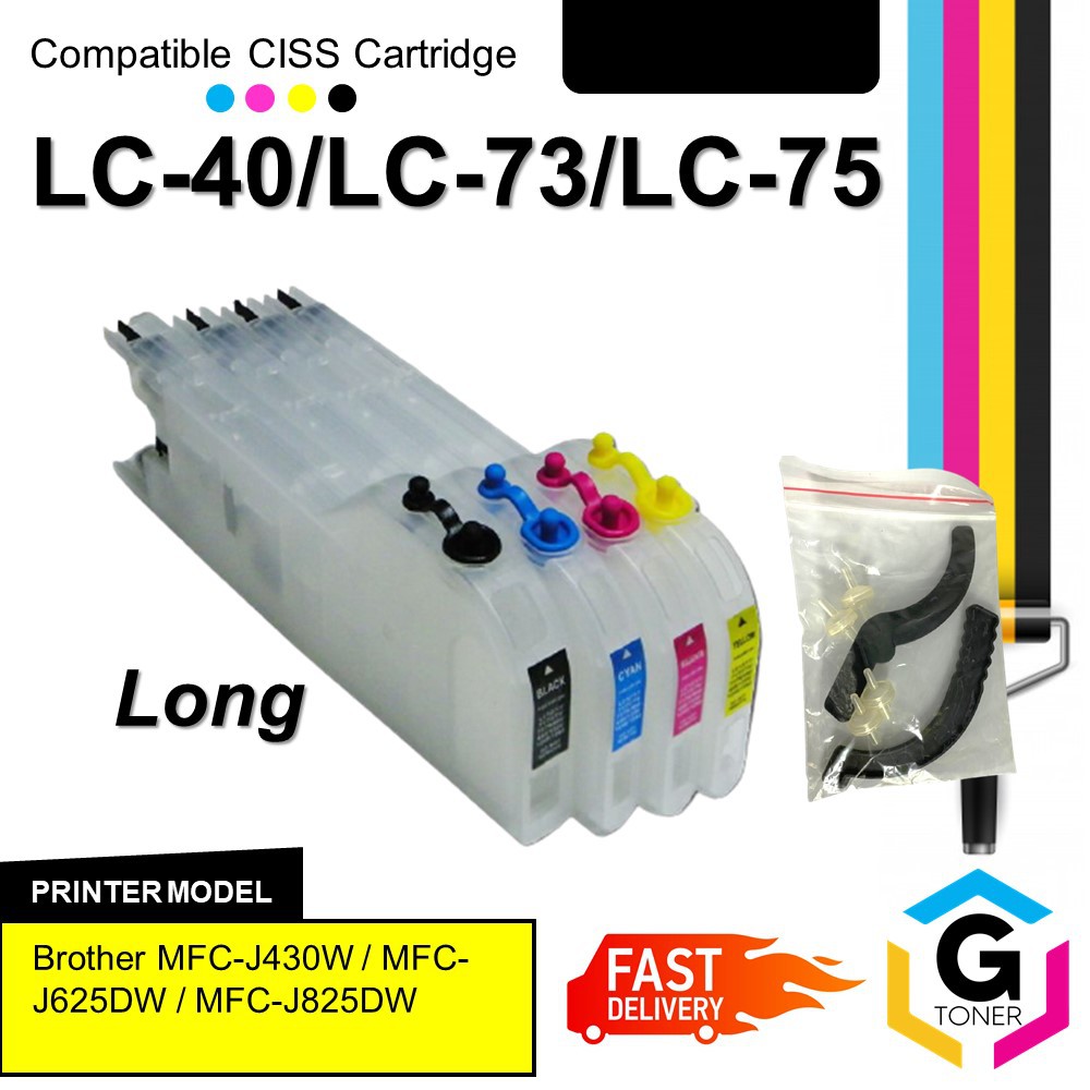 Compatible Lc40lc73lc75 Long Ciss Refillable Ink Cartridge For Brother Mfc J430w Mfc J625dw 7768