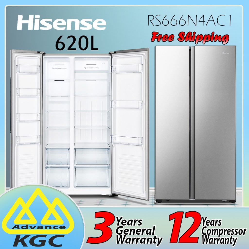 Hisense Side by Side Refrigerator (620L) RS666N4AC1 Shopee Malaysia