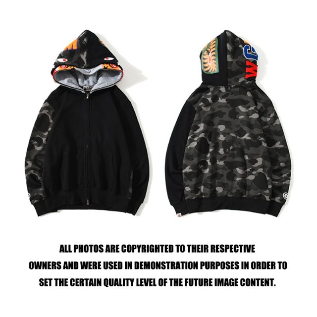 Bape Hoodie😎Shark head tiger head double hat camouflage stitching ...