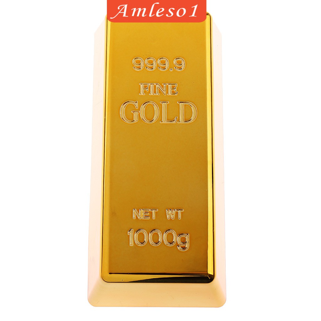 [amlesoaeMY] Fake Gold Bar Polished Paperweight Doors Stop Table Office ...