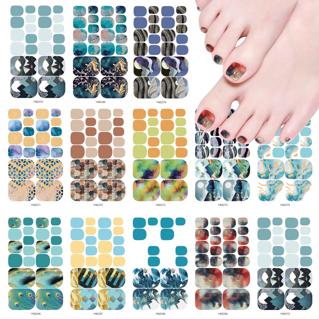 22Tips marbleColor Toenail Stickers Nail Art Decoration Adhesive Toe ...