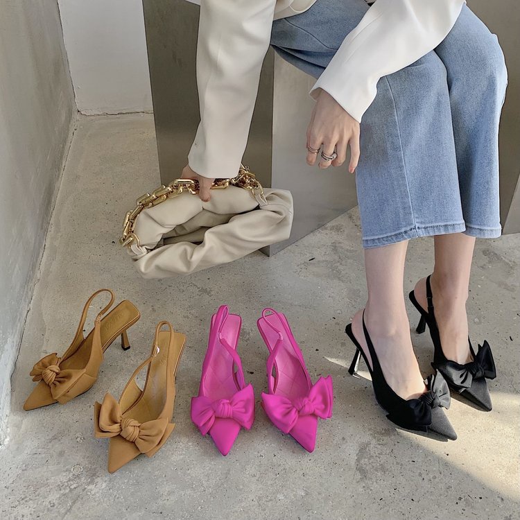 RAYA heels 35-42 Size Bowknot High Heels Sexy Pointed Toe Hollow ...