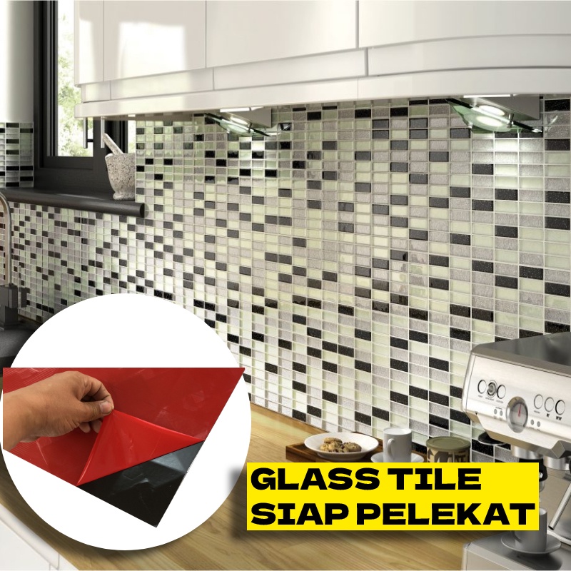 Backsplash Crystal Glass Tile Siap Pelekat Self Adhesive Glass Tiles