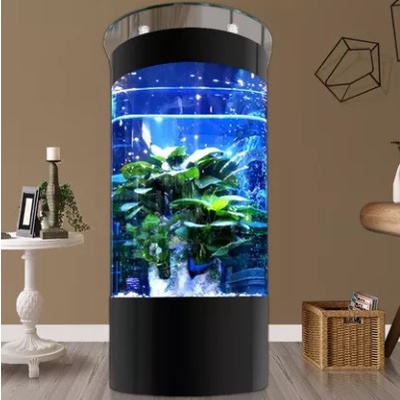 Floor Standing Cylinder Acrylic Fish Tank Round Perspex Aquariums Glass ...
