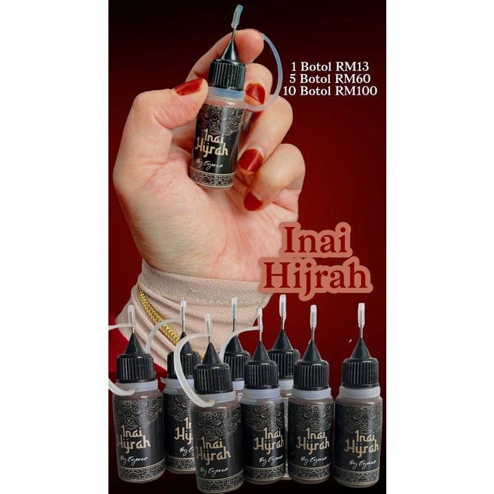 Inai Hijrah Halal dan bersih original telus wudhuk dalam botol 10 ml ...