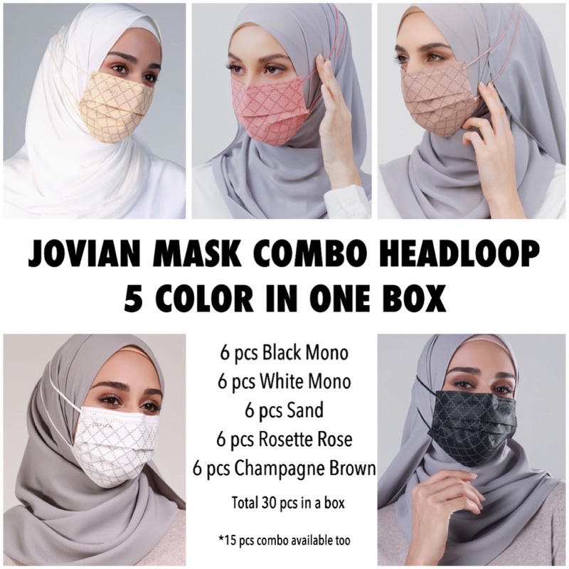 COMBO JOVIAN HEADLOOP DISPOSABLE MASK MONOGRAM HIJAB MASK JOVIAN