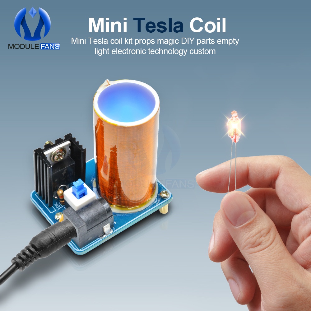BD243 Mini Tesla Coil Kit Magic Props DIY Parts Empty Lights Technology ...