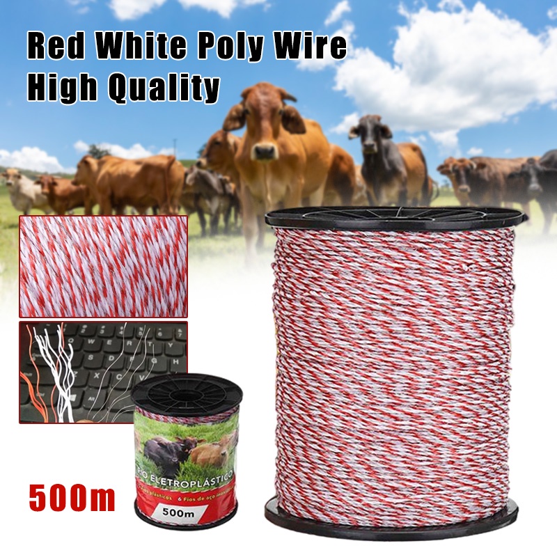 High Quality 500M Wayar Pagar Elektrik Red and White Strip Coiled Wire