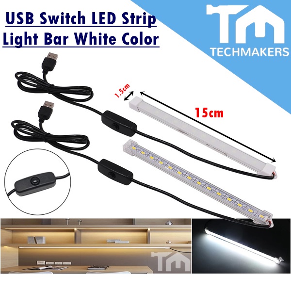 USB Switch LED Strip Light Bar White Color Aluminium Casing Case ...