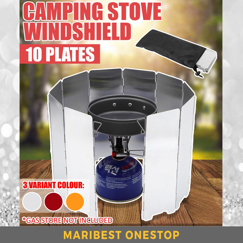 Foldable Outdoor Stove Windscreen 10 Plates Camping Cooking Gas Stove