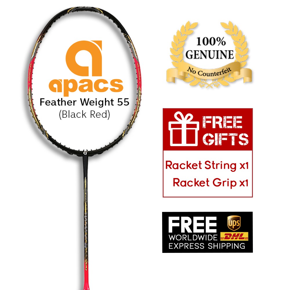 Apacs Feather weight 55 Badminton Racket(Black Red) with String