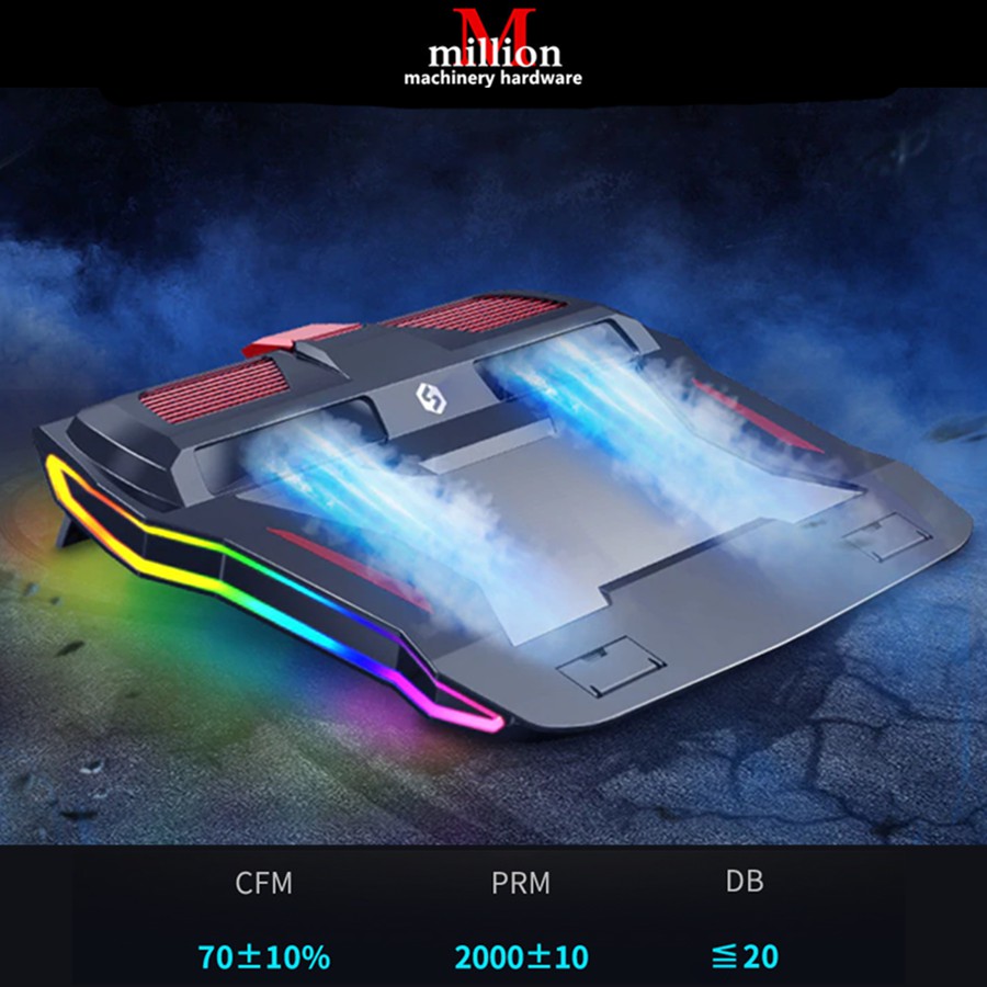 Red & Black / RGB Gaming Laptop Cooler TWO Fan Two USB Port Led RGB ...