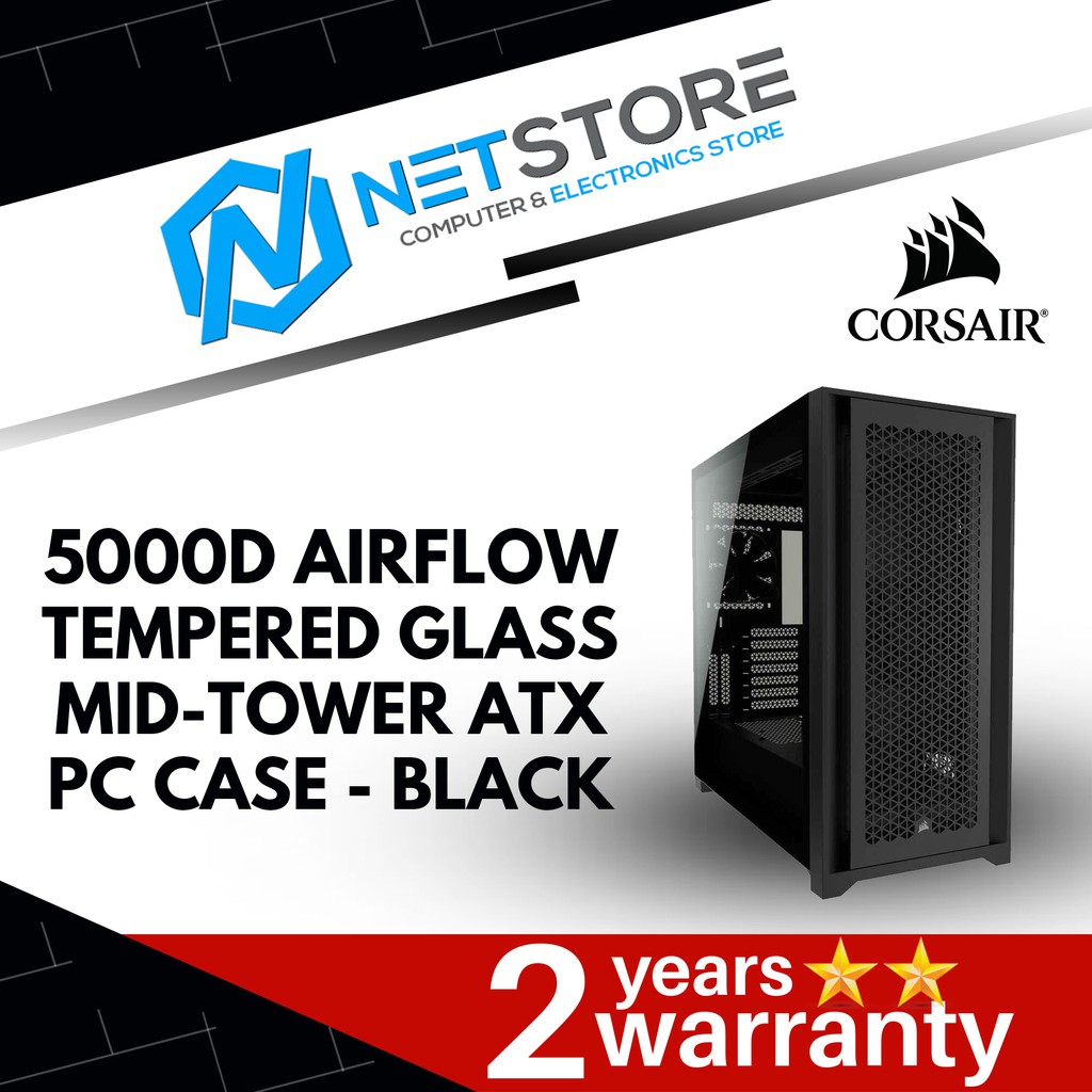 5000D AIRFLOW Tempered Glass Mid-Tower ATX PC Case — Black