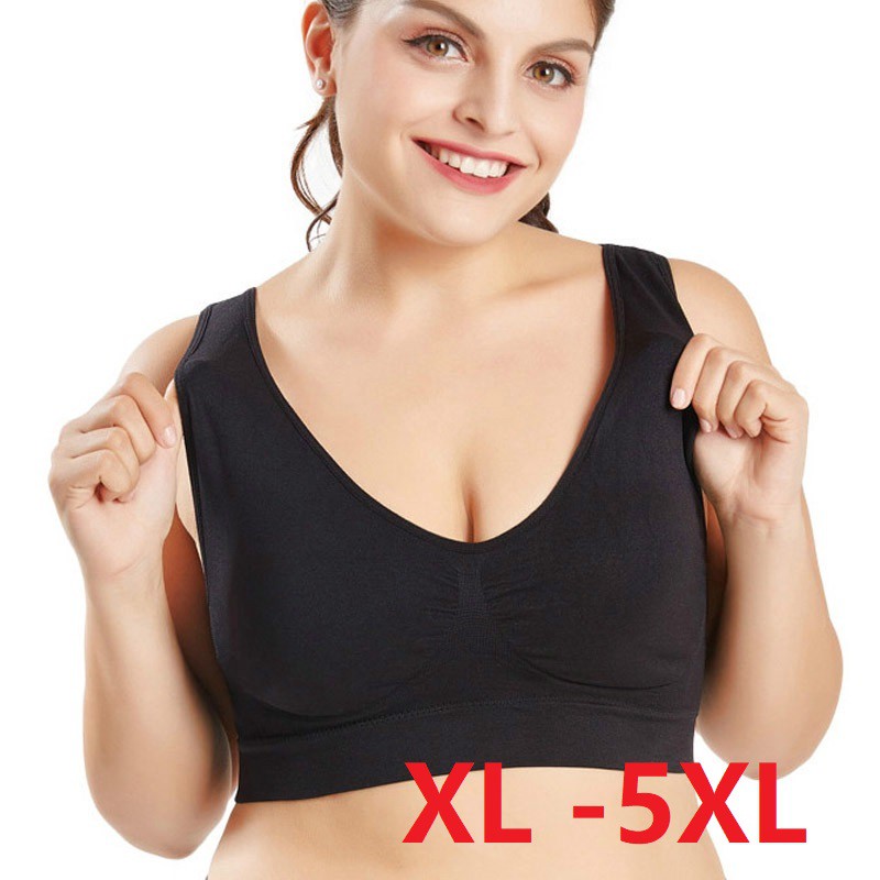 M-XXL XXXL 4XL 5XL 6XL Big Size Sports Bra Breathable Wire Free Sleep Daily  Yoga Bra,Women Padded Sports Top